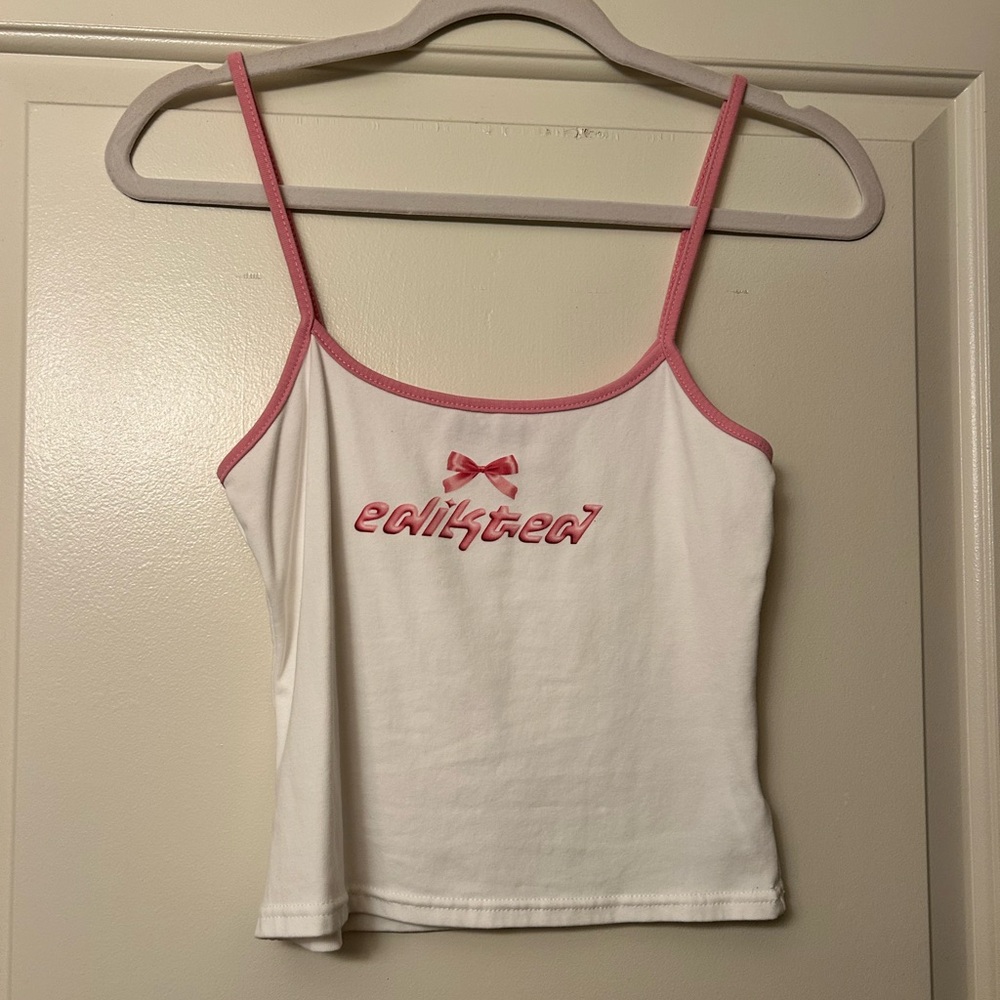 Edikted White and Pink Tank Top